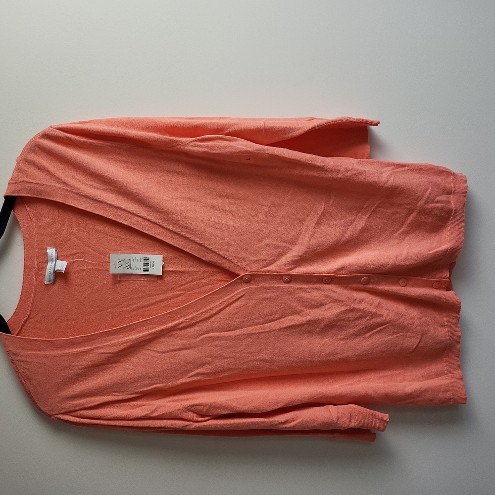 Ladies coral cardigan, size Large.